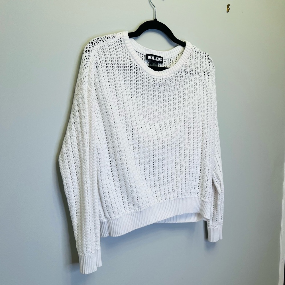 Large DKNY White Knit Pullover